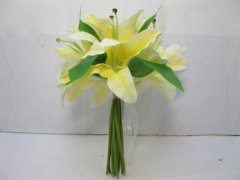 1X Lily Bridal Bouquet Holding Flowers Wedding Favor Yellow 1X Lily Bridal Bouquet Holding Flowers Wedding Favor Yellow