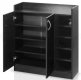 1X Black Shoe Cabinet Rack Storage Organiser 17prs 2 door + 5