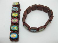 60 Assorted Cartoon Wooden Beaded Bracelets