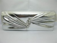 Pc Silvery Leatherette Pleated Evening Handbag Wedding Clutch