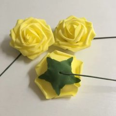 25Pcs Yellow Rose Artificial Foam Flower Hair Pick Wedding