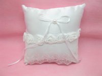 1X White Rose Wedding Ring Pillow 17x17cm