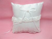 1X White Rose Wedding Ring Pillow 17x17cm
