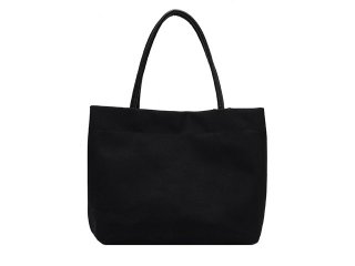 1Pc Simple Black Hemp Handbag Tote Shoulder Bag Women's Bag