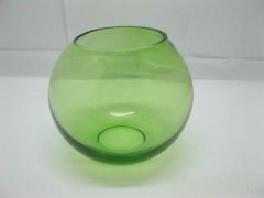 4X Green Glass Wedding Bowl Vase 10cm High