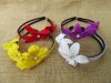 12Pcs Hair Band Headband with Flower Mixed Color 12mm wide