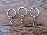 100pcs Metal Key Rings with Chain Finding 25mm Dia.
