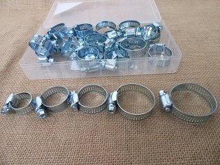 30Pcs Hose Clamp Set Adjustable Fuel Line Pipe Clips Kit