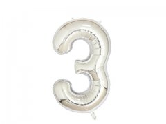 6X Silver Numbers 3 Air-Filled Foil Balloons Party Wedding Decor 6X Silver Numbers 3 Air-Filled Foil Balloons Party Wedding Decor