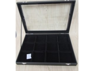 1X Black Velvet Bracelets Cases with Glass Cover 12 Compartment