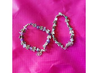 3Pkt x 2Pcs Amethyst Green Aventurine Bracelet w/Butterfly Charm (image for) 3Pkt x 2Pcs Amethyst Green Aventurine Bracelet w/Butterfly Charm