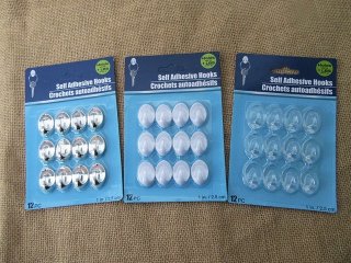 6Sheests x 12Pcs Self Adhesive Hook Stick On Wall Door