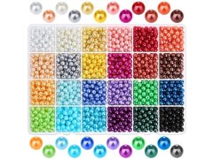 (image for) 1680Pcs 24 Colors Plastic Round Simulate Pearl Loose Beads 6mm