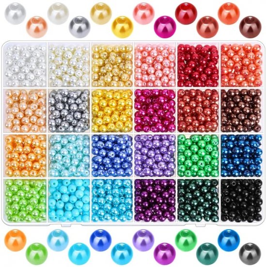 1680Pcs 24 Colors Plastic Round Simulate Pearl Loose Beads 6mm - Click Image to Close