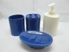 1Set Blue White 4in1 Ceramic Bathroom Bathing Tool Set