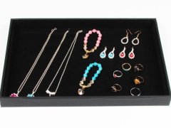 (image for) 1X Black Leatherette & Velvet Necklace Bracelet Etc Jewelry Case