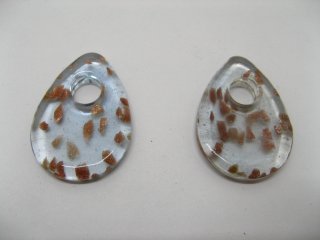 (image for) 10Pcs 44mm Golden Foil Blue Teardrop Glass Pendants