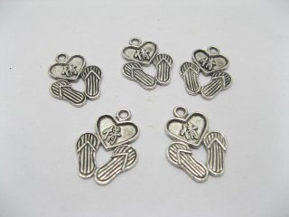 200 Charms Metal Baboosh& Heart Jewellery Pendants (image for) 200 Charms Metal Baboosh& Heart Jewellery Pendants