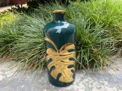 (image for) 1Pc Nature-Inspired Ceramic Flower Vase w/Leaf Design 21.5cm