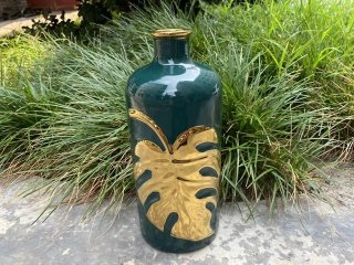 (image for) 1Pc Nature-Inspired Ceramic Flower Vase w/Leaf Design 21.5cm