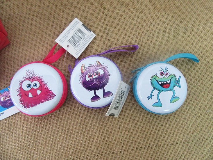 6Pcs Monster Kid's Coin Purse Hard Case Coin Bags with Zipper Mi - Click Image to Close