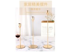 (image for) 1Set 3Pcs Golden Tulip Candle Holder Candlestick Wedding Party