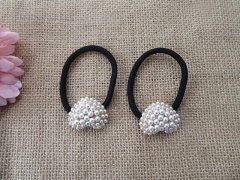 (image for) 1Pc Heart Pearl Elastic Hair Band Ponytail Holders Hair Tie