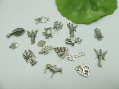 (image for) 100 Antique Silver Assorted Angel Etc Pendants Charms Finding