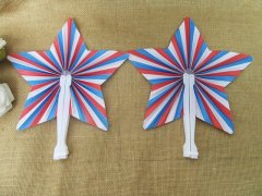 (image for) 5Packs x 12Pcs Folding Oriental Star Shape Hand Paper Fans Party