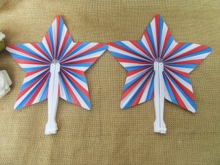 5Packs x 12Pcs Folding Oriental Star Shape Hand Paper Fans Party (image for) 5Packs x 12Pcs Folding Oriental Star Shape Hand Paper Fans Party