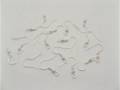 (image for) 1000Pcs Silver Plated Ear Wire Hooks W/Bead Coil