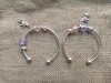 6Pcs Golden Bangles Cuff Bracelet with Pink Purple Charm