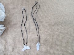 12Pcs Handmade White Shell Charm Pendant Necklace with Black Cor 12Pcs Handmade White Shell Charm Pendant Necklace with Black Cor