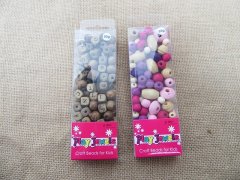 (image for) 4Packets Colorful Wooden Loose Beads Assorted