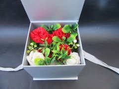 (image for) 1Set Red White Flower Carnation Soap Bath Artificial Mother's