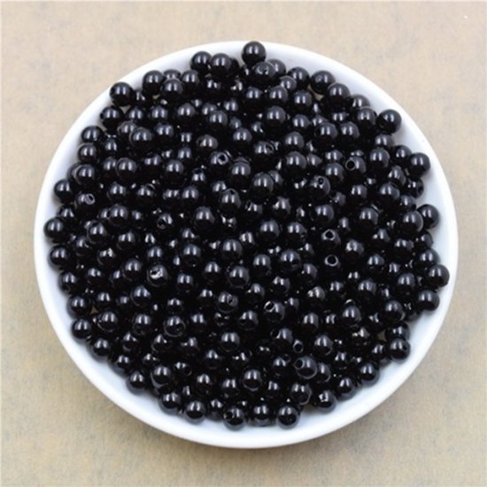 1000 Black Round Simulate Pearl Loose Beads 8mm - Click Image to Close