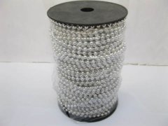 (image for) 1Roll X 50Yds Silver Color Ball Beaded Plastic Chain Craft 4mm