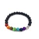 12Pcs Healing Black Bead Yoga Bracelet 7 Gemstone Chakra Lava