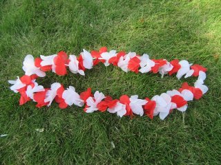 (image for) 12Pcs Red & White Hawaiian Dress Party Flower Leis/Lei 52cm long