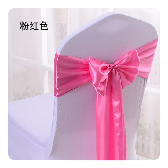 10Pcs PINK Satin Sashes Chair Wider Bow Wedding Venue Banquet - Click Image to Close