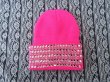 1X Shiny Diamond Hot Pink Knit Warm Beanie Hat Winter Warm Cap
