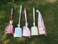 (image for) 1Pc Toilet Cleaning Brush Set with Plastic Bowl & Handle