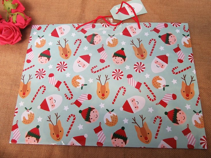 48 Bulk Xtra Large Christmas Gift Carry Shopping Bag 33x45.5x15 - Click Image to Close