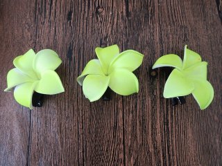 1Pc Light Green Frangipani Hair Clips 65mm Dia.
