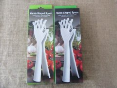 (image for) 4Packets X 2Pcs White Plastic Hand Shaped Serving Spoon
