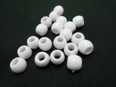 (image for) 800Pcs White Plastic Barrel Pony Beads 11x9mm
