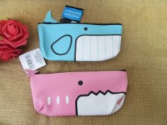 (image for) 6Pcs PU Leather Kids Cute Pencil Case Zipper Bag Shark Design