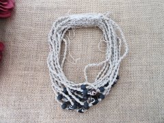 (image for) 36X Handmade Knitted Necklace with Round Gemstone Beads
