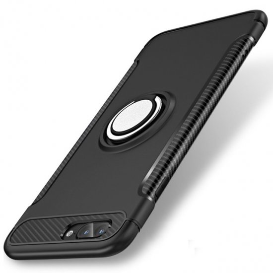 1X iPhone8 Plus Black Magnetic Shockproof Case Cover with Ring C - Click Image to Close