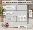 (image for) 5Pcs White Self-Adhesive Wall Tile Sticker Brick Wall Sticker